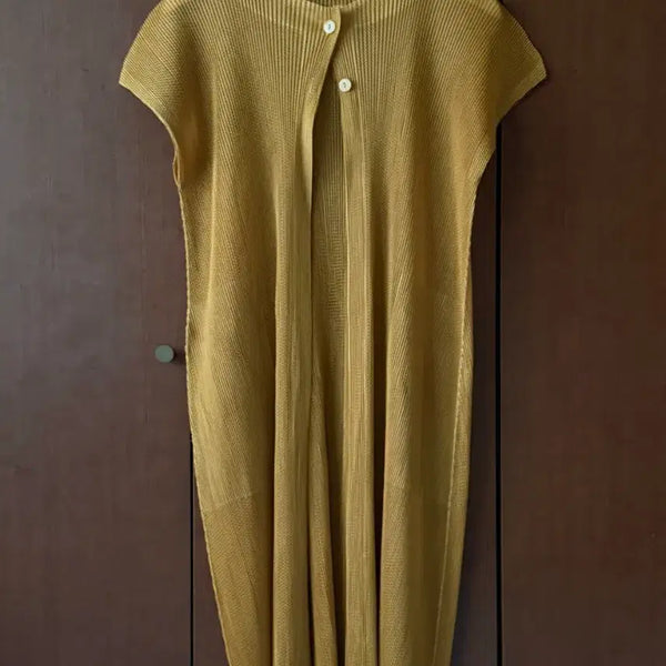 [BUNJANG] Pleated Mustard Yellow Cardigan / 플리츠 머스타드 옐로우 가디건