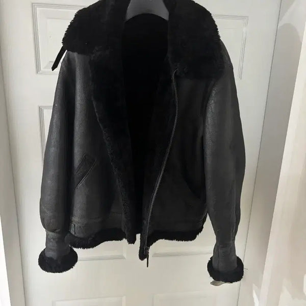 [BUNJANG] Black Genuine Lambskin Leather Shearling Jacket L / 블랙 천연 리얼 양가죽 무스탕 / L  100 추천