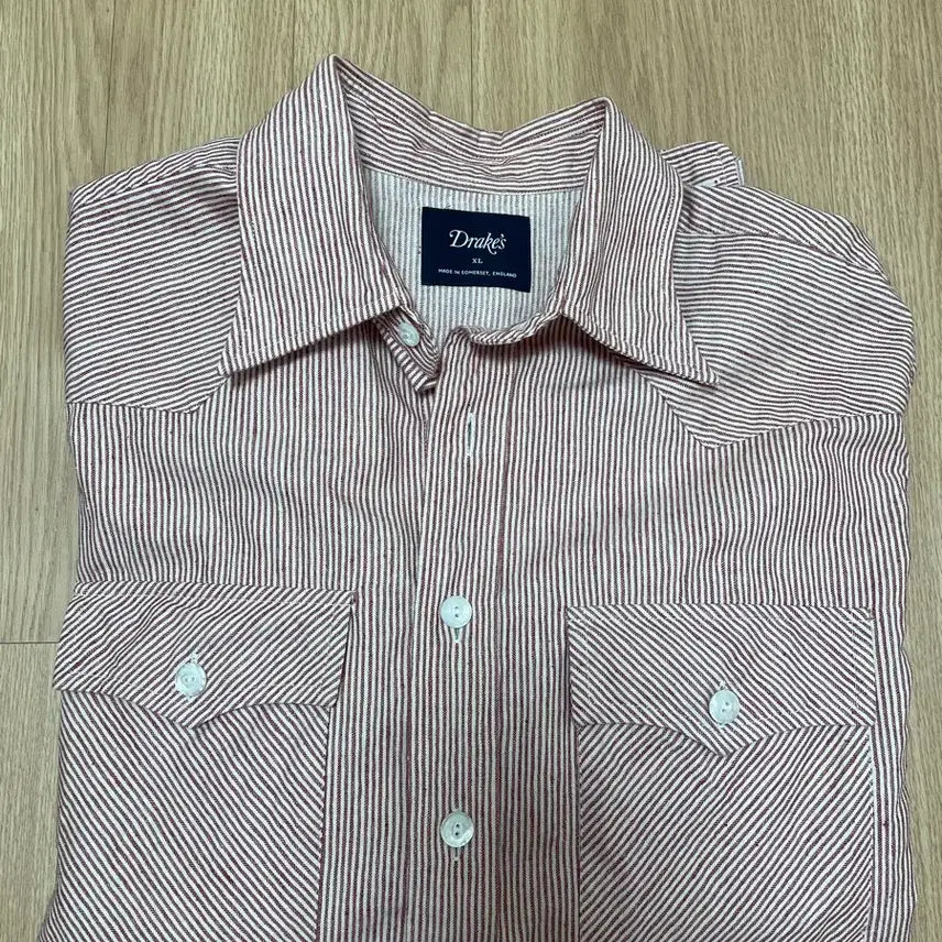 [BUNJANG] Drakes Western Shirt Red Stripe XL / 드레익스 웨스턴 셔츠 레드 스트라이프 XL 팝니다.(상태매우좋음)