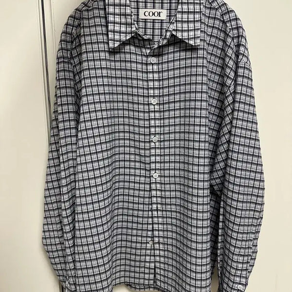 [BUNJANG] Coour Seersucker Plaid Check Shirt (M) / 쿠어 시어서커 플레이드 체크 셔츠(M)