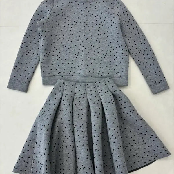[BUNJANG] Maje Polka Dot Sweatshirt + Skirt Set / 마쥬(Maje) 도트 패턴 맨투맨 + 스커트 세트