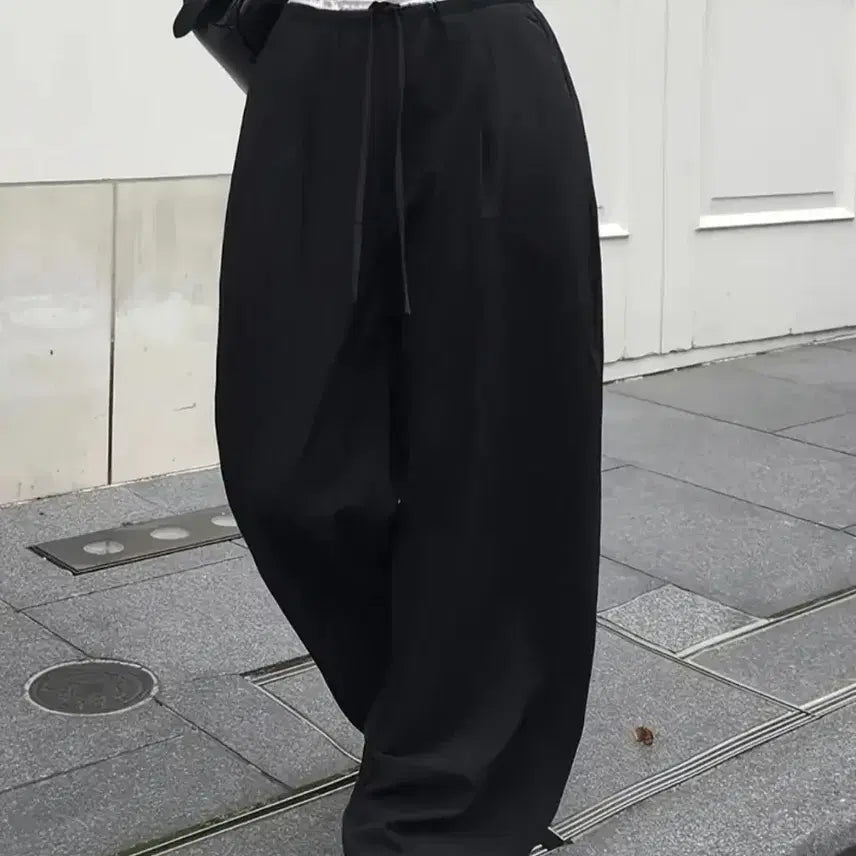 [BUNJANG] Black Wide Banding Pants / 블랙와이드 밴딩팬츠