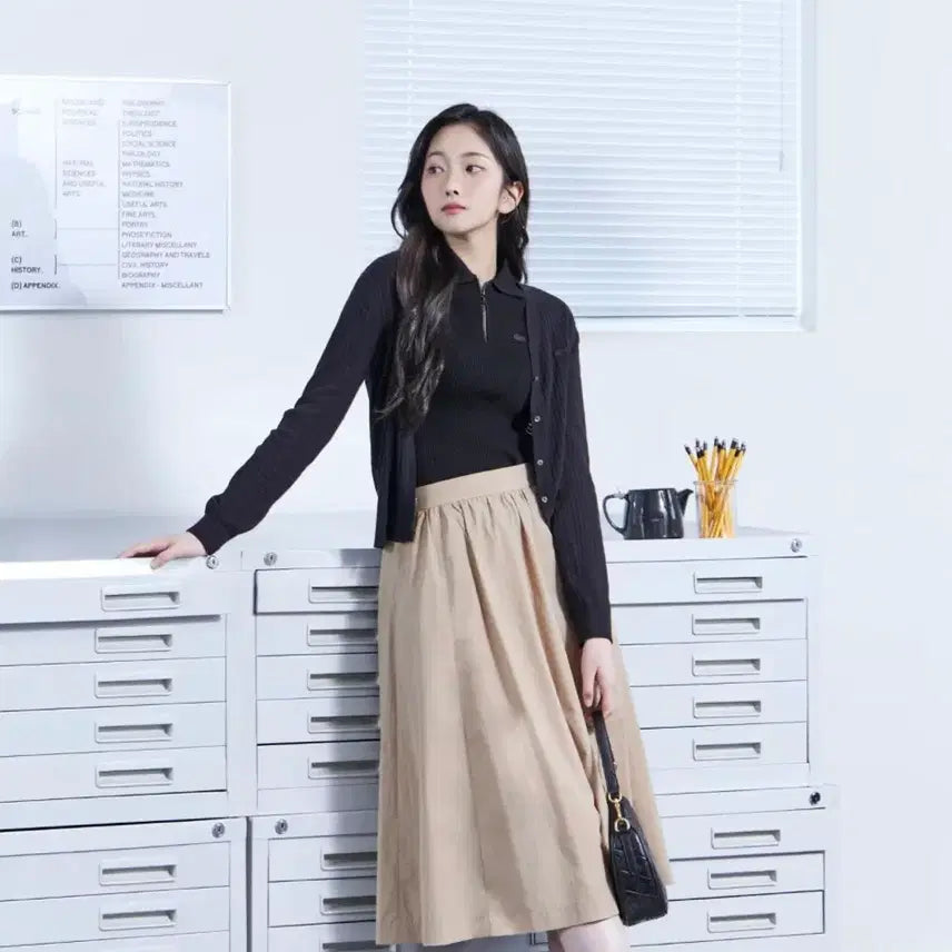 [BUNJANG] Lacoste Gathered Crinkled Skirt / 라코스테 게더 바스락 스커트