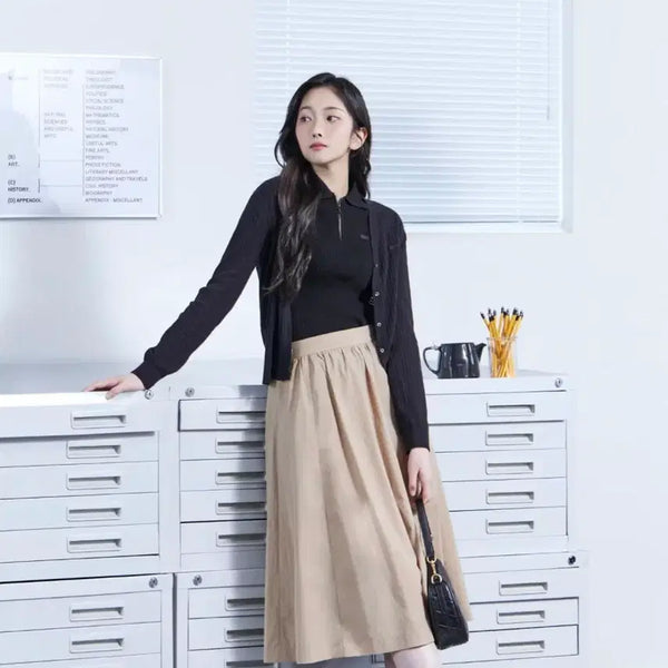 [BUNJANG] Lacoste Gathered Crinkled Skirt / 라코스테 게더 바스락 스커트