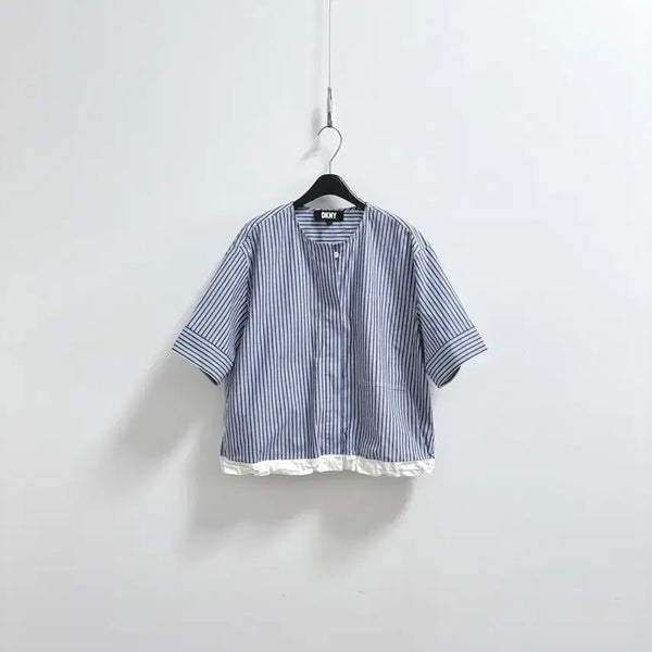 [BUNJANG] DKNY Striped Short Sleeve Cotton Shirt S / dkny 반팔 스트라이프 셔츠