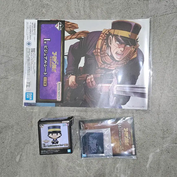 [BUNJANG] Golden Kamuy Ichiban Kuji Bundle Set (E Prize Chokonokko, H Prize Acrylic Stand, I Prize Illustration Sheet) / [골든카무이] 이치방쿠지 일괄 - E상 I상 H상 - 초코노코, 아크릴스탠드, 일러스트시트