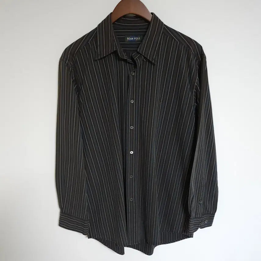[BUNJANG] Beanpole Striped Embroidered Logo Shirt / H167 빈폴 스트라이프 자수 로고 셔츠