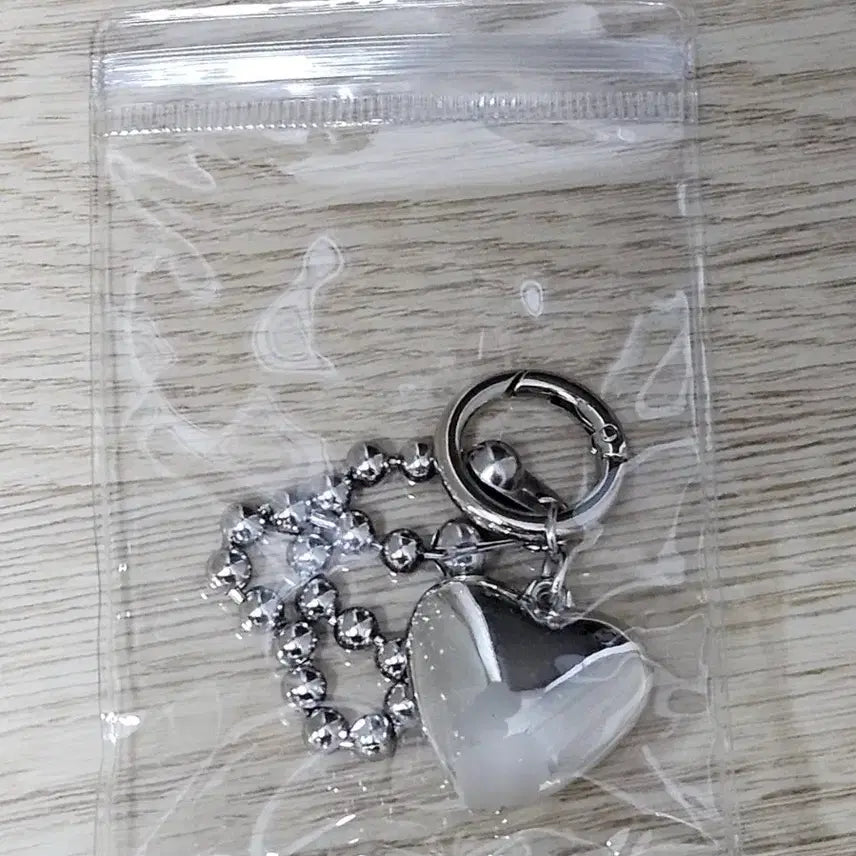 [BUNJANG] Silver Heart Charm Ball Chain Keychain / 하트 키링 실버