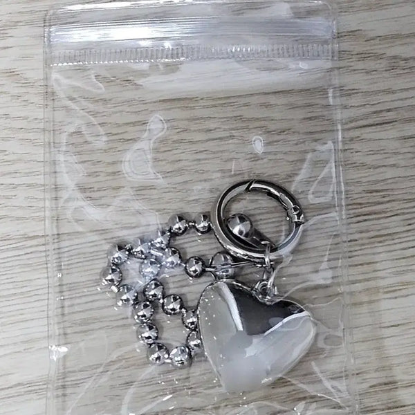 [BUNJANG] Silver Heart Charm Ball Chain Keychain / 하트 키링 실버