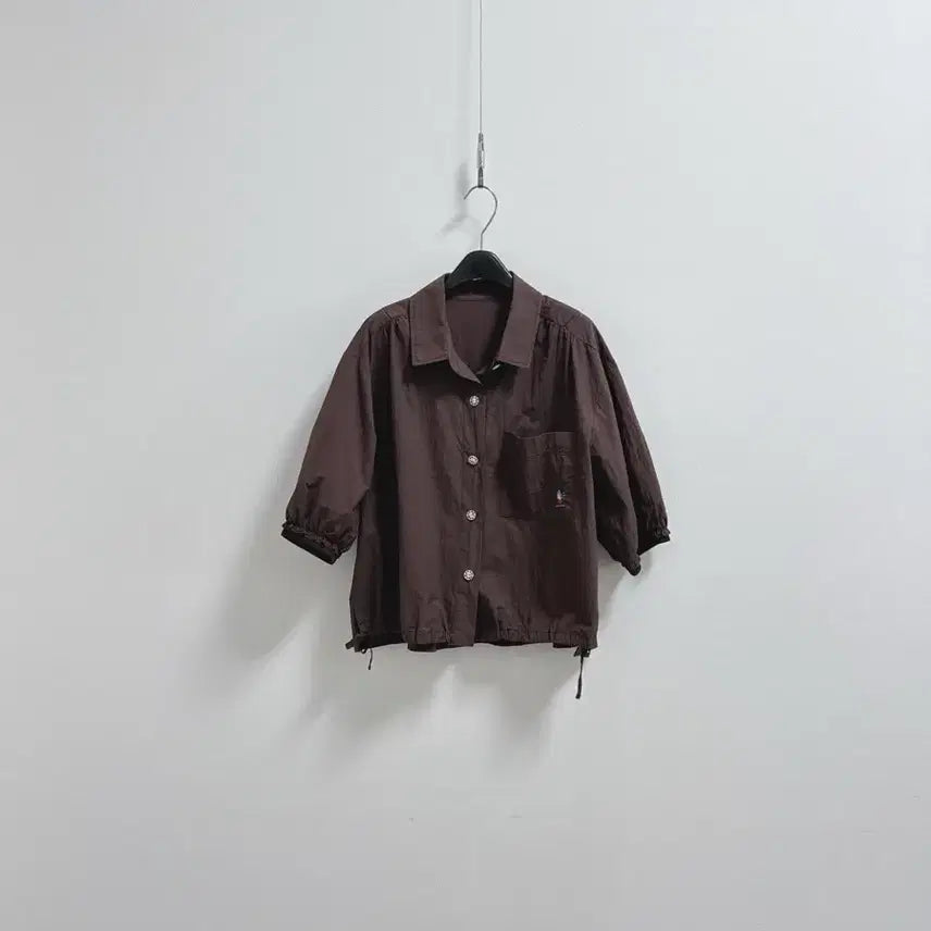 [BUNJANG] Burgundy Textured Embroidered Blouse / 버건디 바스락 자수 블라우스