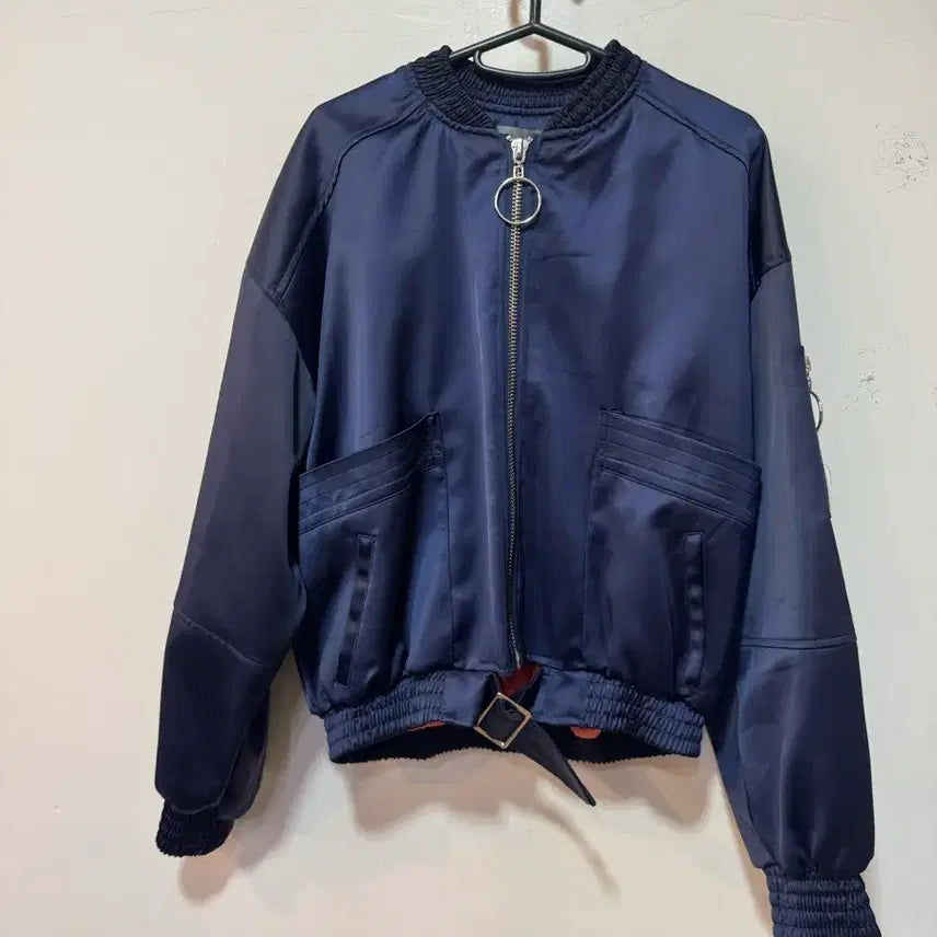[BUNJANG] ONEKELA Navy Silk Bomber Jacket / ONEKELA 네이비 실크 봄버 자켓 프리