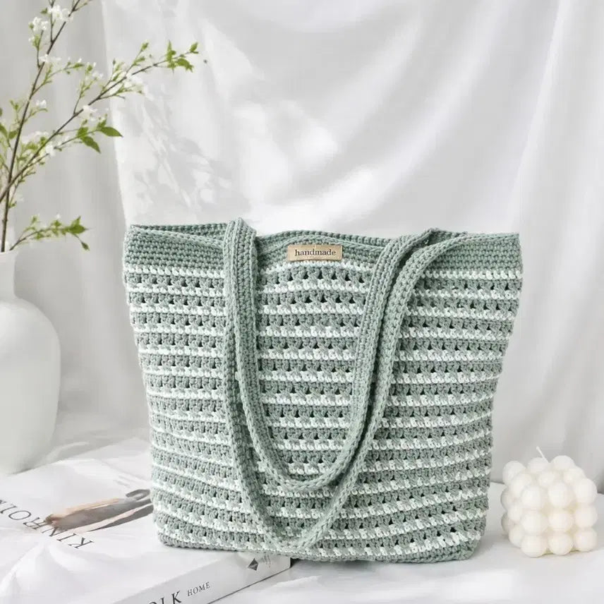 [BUNJANG] Handmade Two-Tone Shoulder Bag / 핸드메이드 뜨개 가방  투톤  숄더백