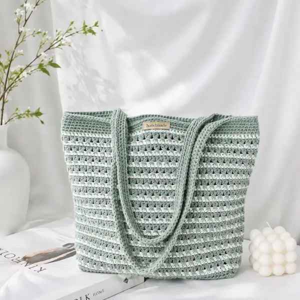 [BUNJANG] Handmade Two-Tone Shoulder Bag / 핸드메이드 뜨개 가방  투톤  숄더백