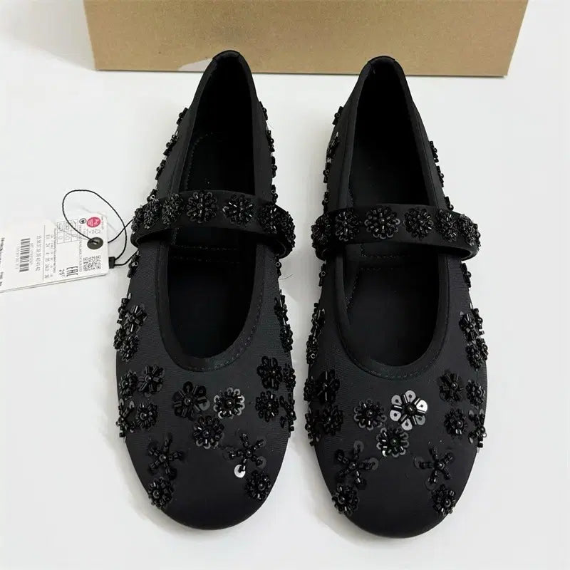 [BUNJANG] Ribbon Flat Shoes - Black / 리본 플랫 슈즈 블랙