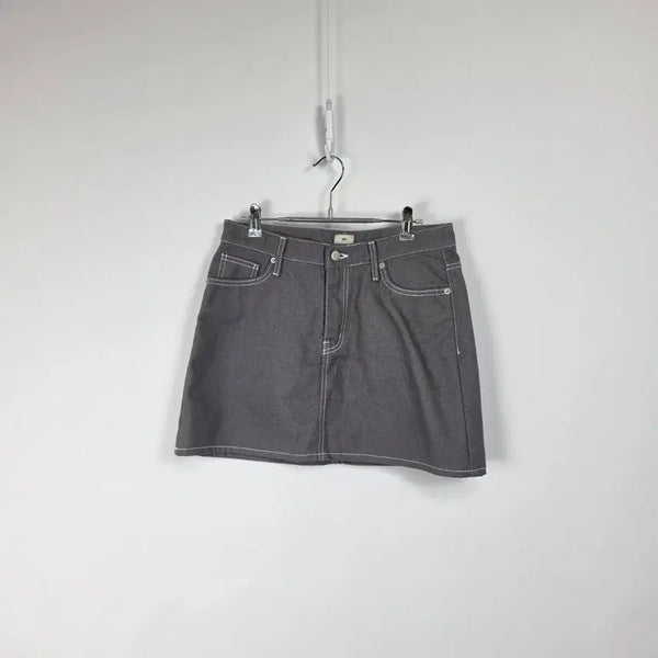 [BUNJANG] Contrast Stitch Mini Skirt (Women's 31-inch) / 느낌표 그레이 스티치 미니 스커트 여 31인치 260820