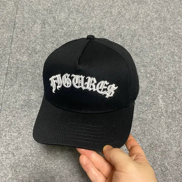 [BUNJANG] PBFIGURES Gothic Text 3D Embroidery Snapback Black Ball Cap / PBFIGURES미국 스트릿 웨어 브랜드 피겨스 고딕 서체 입체자수 스냅백 블랙 볼캡