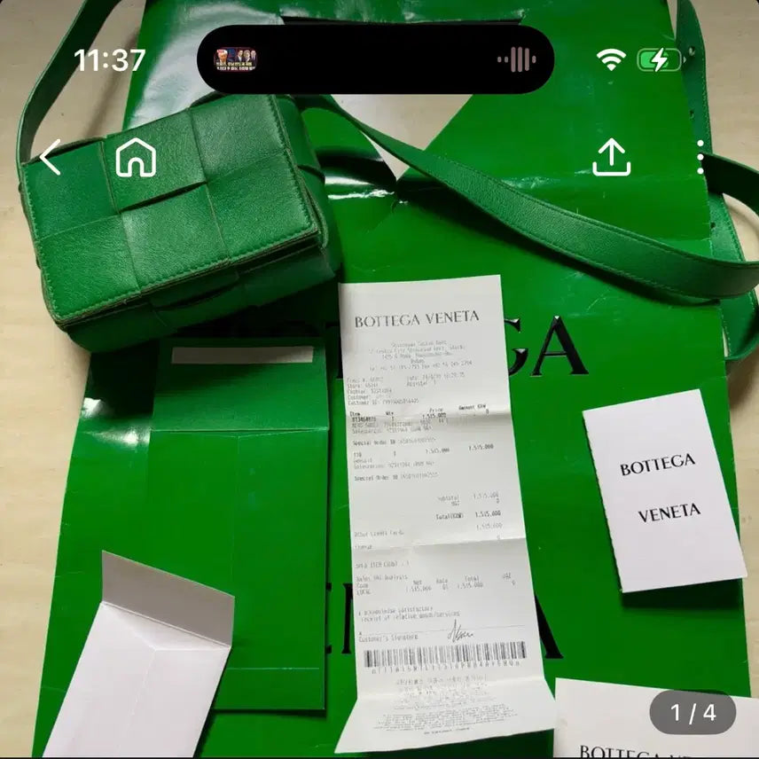 [BUNJANG] Bottega Veneta Cassette Bag Mini Green Authentic / 보테가베네타 카세트백 그린(미니) 정품