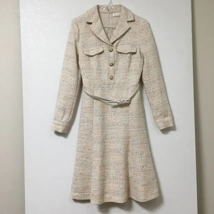 [BUNJANG] It MICHAA Belted Tweed Dress Size 44 / 잇미샤 벨트 트위드 원피스 44