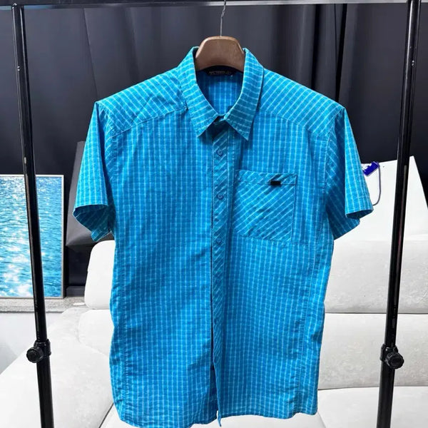 [BUNJANG] Arc'teryx Men's Short Sleeve Check Pattern Functional Shirt / 남자 아크테릭스 반팔 셔츠