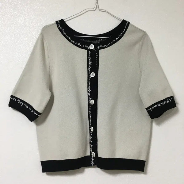 [BUNJANG] OIZEAU SECON Pixel Half-Sleeve Knit 85 / 오즈세컨 픽셀 반팔 니트 85
