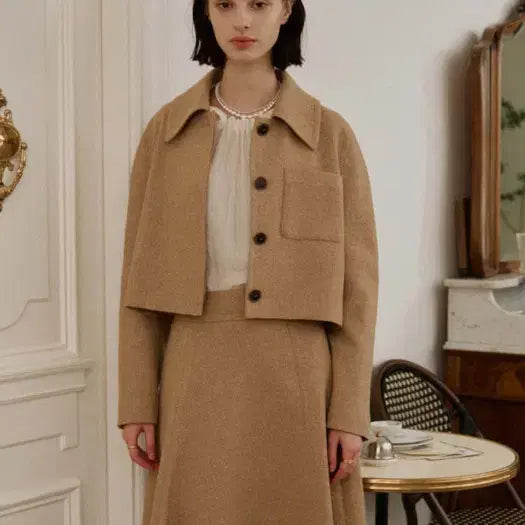 [BUNJANG] ON&ON Stand Collar Single Crop Jacket Beige / 온앤온 스탠카라 싱글 크롭 자켓 66