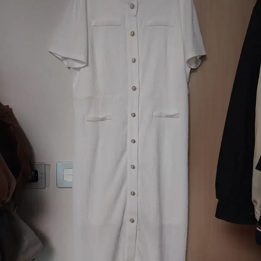 [BUNJANG] White Button Long Dress (Plus Size 77-88) / 빅사이즈 화이트 버튼 원피스 77 88