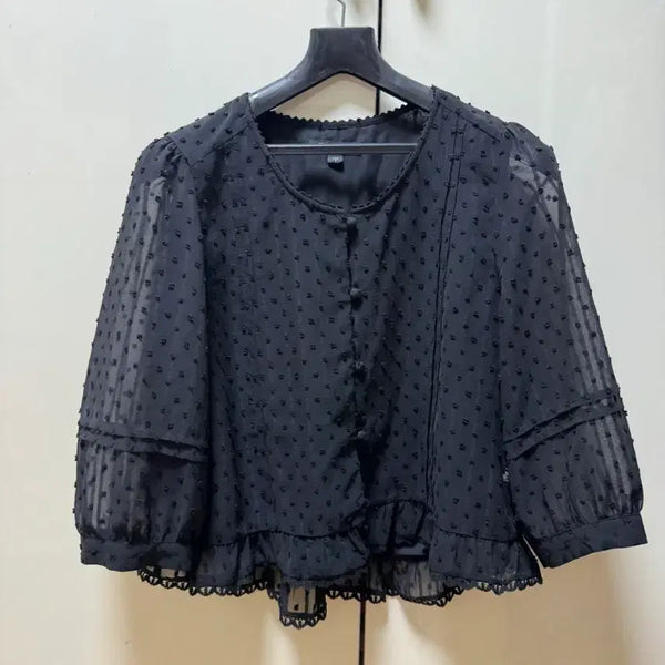 [BUNJANG] Thursday Island Black 3/4 Sleeve Blouse / Thursday Island  썰스데이아일랜드  블라우스