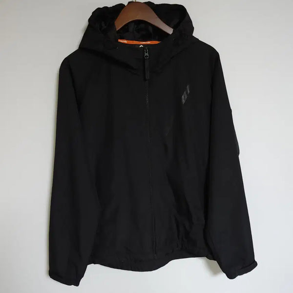 [BUNJANG] H166 Black Hooded Zip-Up Jacket Windbreaker / H166 헤드 블랙 후드 집업 자켓 바람막이