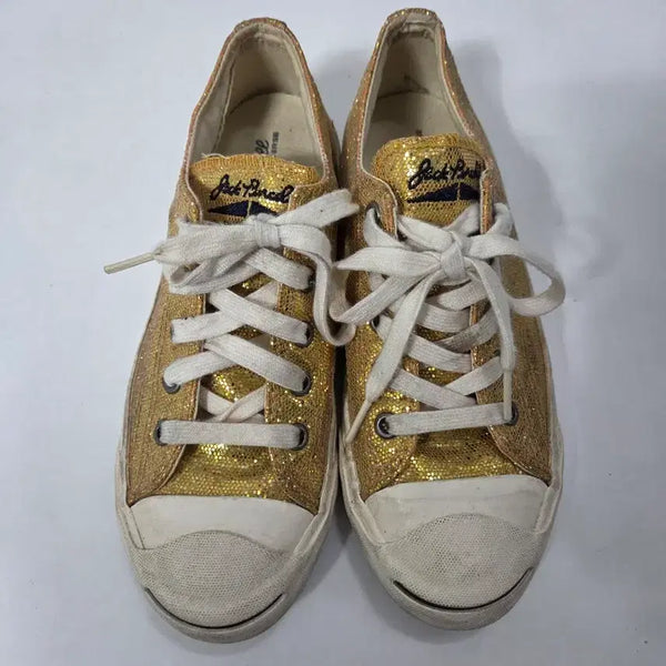 [BUNJANG] Converse Jack Purcell Glitter Sneakers Gold Size 215 / 컨버스 잭퍼셀 스니커즈 골드 글리터  사이즈 215