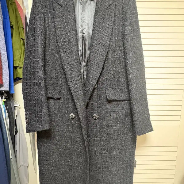 [BUNJANG] Noir Tweed Double-Breasted Coat / 노이어 트위드 더블 브레스티드 코트 50 사이즈 판매합니다
