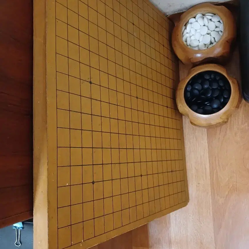 [BUNJANG] Antique Go Board with Black and White Stones Set / 바둑판 흑백돌 세트