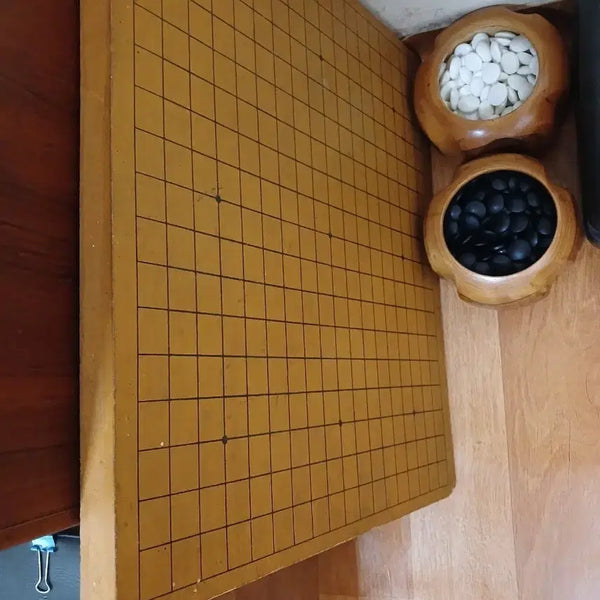 [BUNJANG] Antique Go Board with Black and White Stones Set / 바둑판 흑백돌 세트