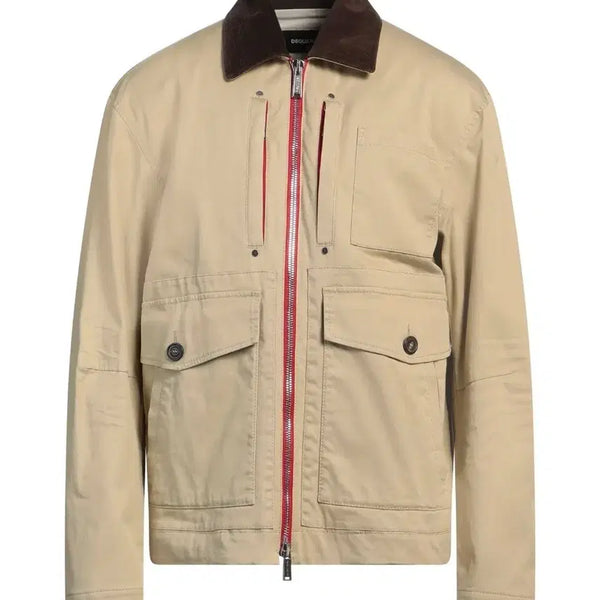 [BUNJANG] DSQUARED2 Beige Work Jacket with Brown Collar / DSQUARED2 베이지 자켓 110 (새제품)