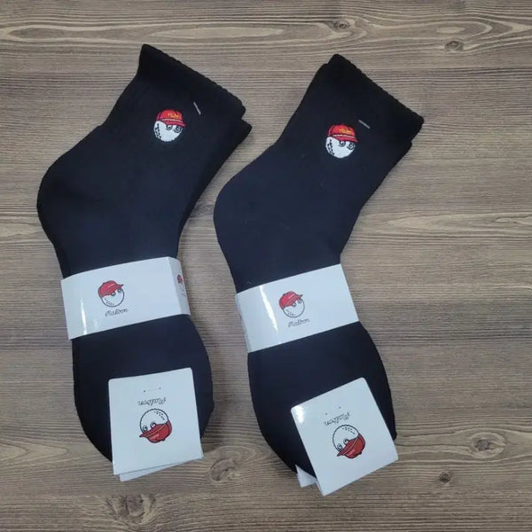 [BUNJANG] Malbon Golf Socks (6 Pairs) - Black / 말본 골프 양말 블랙 6켤레