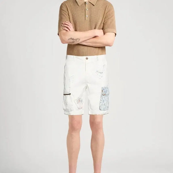 [BUNJANG] BOB White Pattern Cargo Shorts (New) / BOB 화이트 패턴 카고 반바지 36사이즈 (새제품)