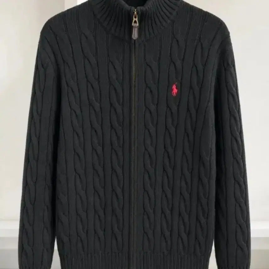 [BUNJANG] Polo Ralph Lauren Cable Knit Full Zip-Up Sweater / 폴로 랄프로렌 케이블 니트 풀집업