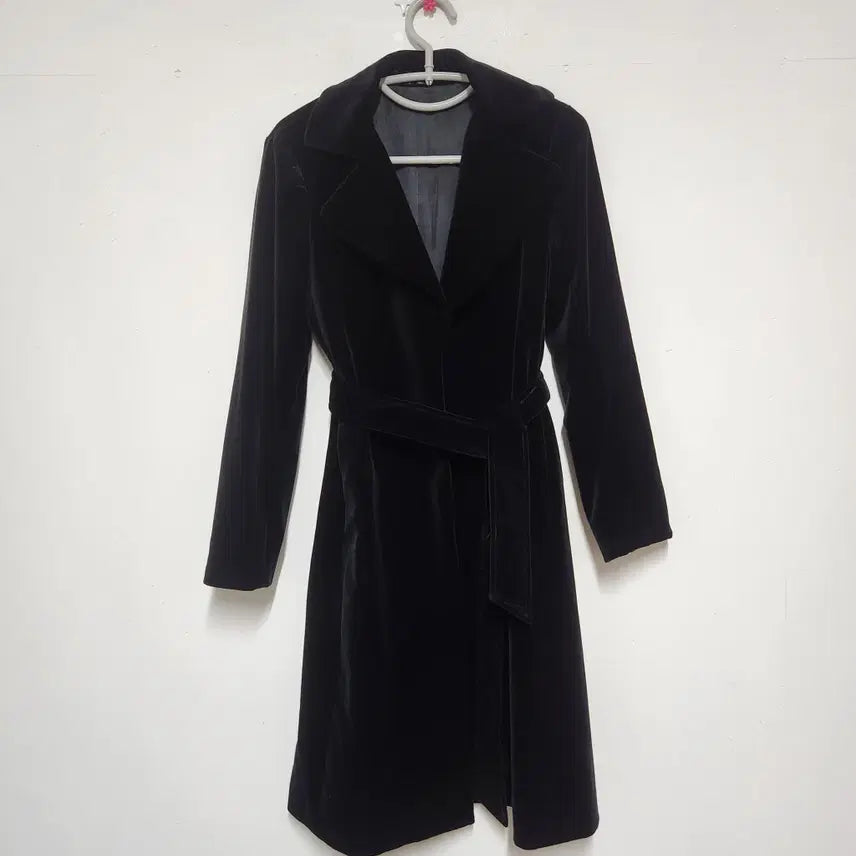 [BUNJANG] Theory Open-Front Suede Long Coat with Waist Tie / 띠어리 오픈형 세무 롱 코트 (허리끈포함)
