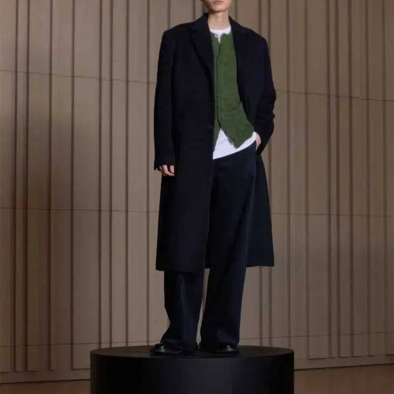 [BUNJANG] Alpaca Navy Back Button Single Coat M / stu 알파카 네이비 백버튼 싱글 코트 m