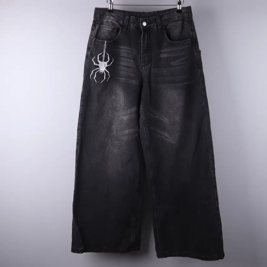 [BUNJANG] ROMWE MEN Embroidered Denim Pants Black (Size 30) / 롬위(ROMWE MEN) 자수 데님 팬츠(청바지) 블랙 (30) 5382