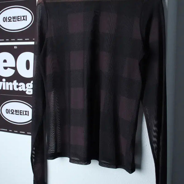 [BUNJANG] And Other Stories Lightweight Check See-Through Long Sleeve T-Shirt Charcoal / W(L) 앤아더스토리즈 긴팔티셔츠 경량 체크 차콜 시스루-H37269