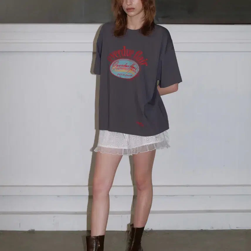 [BUNJANG] Overduflair Box Short Sleeve T-Shirt Charcoal / 오버듀플레어 박스 반팔 티셔츠 차콜