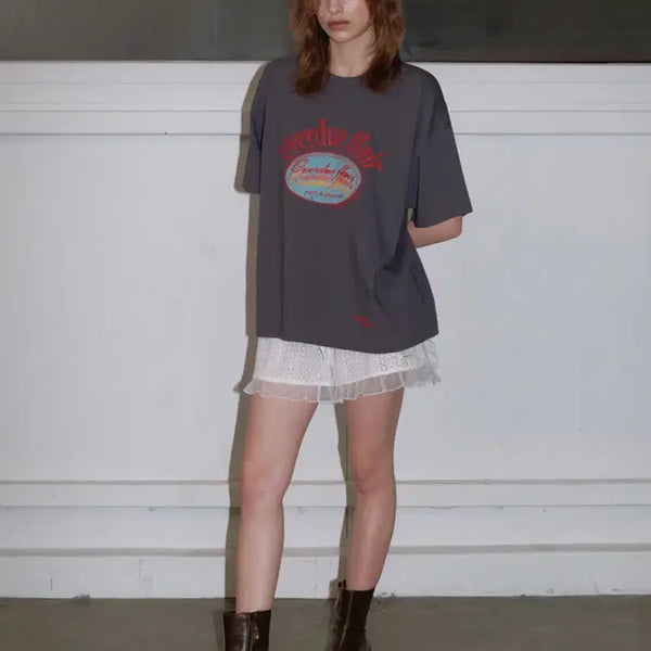 [BUNJANG] Overduflair Box Short Sleeve T-Shirt Charcoal / 오버듀플레어 박스 반팔 티셔츠 차콜