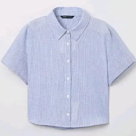 [BUNJANG] Seersucker Cropped Short-Sleeve Shirt Multi S / [시어서커] 크롭 반팔셔츠, 멀티, s