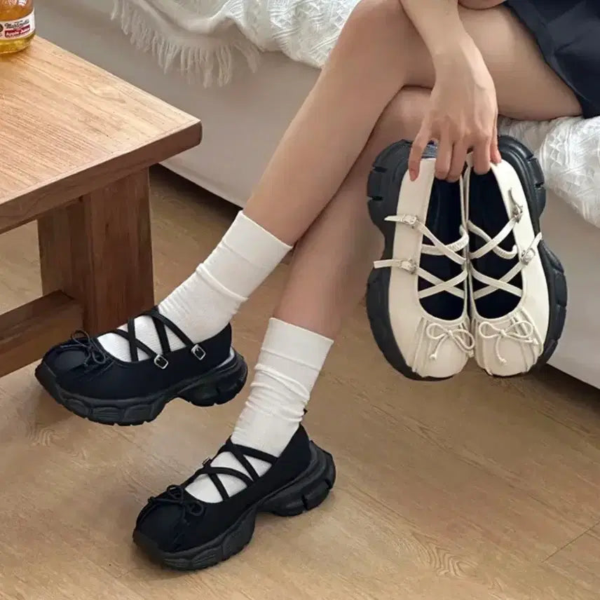 [BUNJANG] Balletcore Ribbon Mary Jane Platform Loafers / 발레코어 리본 메리제인 운동화 통굽로퍼 판매합니다!