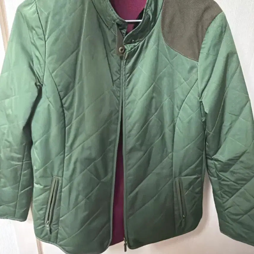 [BUNJANG] Daks Quilted Jacket Green Suede Detail / 닥스 퀼팅 자켓 그린