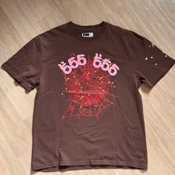 [BUNJANG] SP5DER Brown Short Sleeve T-Shirt L / SP5ER 스파이더 반팔 브라운 L 판매