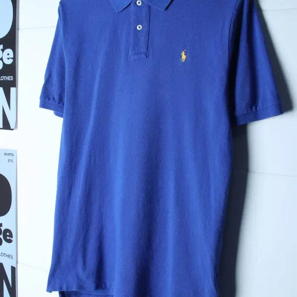 [BUNJANG] Polo Ralph Lauren Short Sleeve Polo Shirt / (M) 폴로 랄프로렌 반팔 카라 티셔츠 USA 블루 무지-H36976
