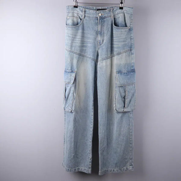 [BUNJANG] WOOALONG Signature Cargo Denim Pants Blue (S) / 우알롱(WOOALONG) 시그니처 카고 데님 팬츠 블루 (S) 5396