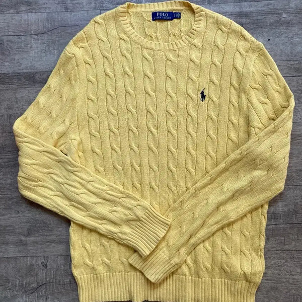 [BUNJANG] Polo Ralph Lauren Cable Knit Sweater Yellow L / 폴로 랄프로렌 케이블 니트 옐로우 l
