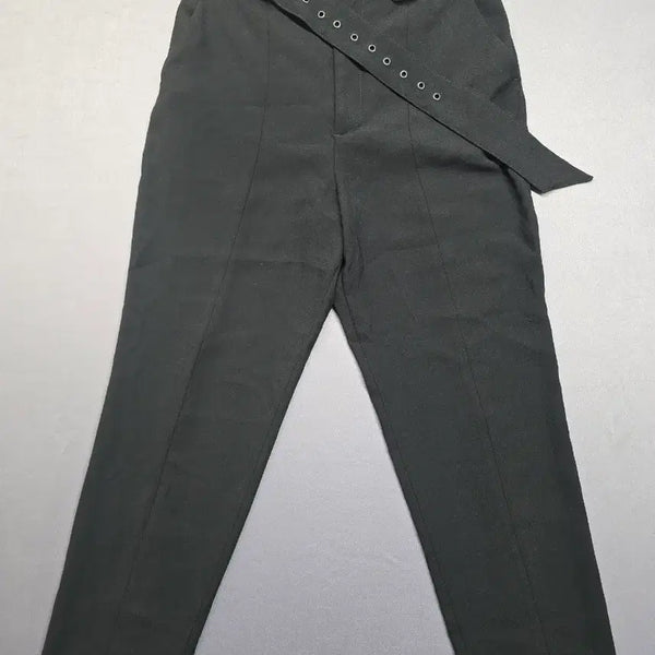 [BUNJANG] Zara Black Belt Wide Leg Trousers / 자라 블랙 벨트 와이드 슬랙스